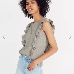 MADEWELL grey ruffled sweater tank size medium